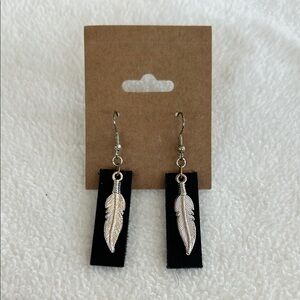 Silver Feather Dangle Earrings